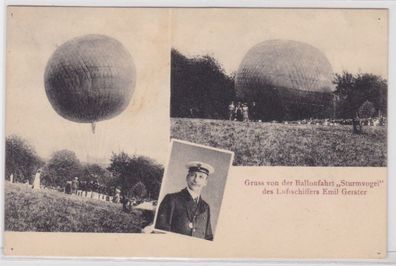 97967 Ak Gruß von der Ballonfahrt 'Sturmvogel' des Luftschiffers Emil Gerster