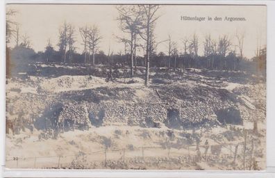 79793 Feldpost Foto AK Hüttenlager in den Argonnen 1. Weltkrieg Westfront 1916
