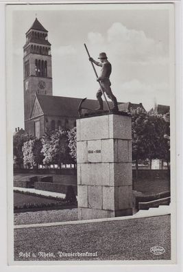 69605 Ak Kehl am Rhein Pionierdenkmal um 1940