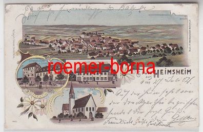 80279 Ak Lithographie Gruss aus Heimsheim Gasthaus usw. 1902