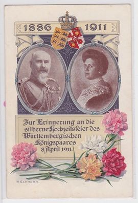 84887 Ak Erinnerung an die Silberhochzeit des Württ. Königspaares 1911