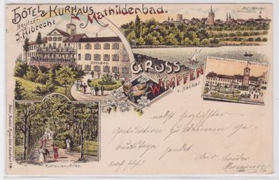 88575 Ak Lithographie Gruß aus Wimpfen Hotel Mathildenbad 1897