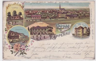 98268 Ak Lithographie Gruß aus Rappenau Badhotel, Schweizerhaus usw. 1897
