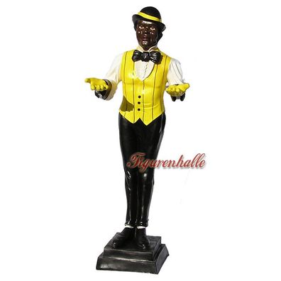 Black Boy Figur Statue Skulptur Dekoration Deko Weste Englischer Hut