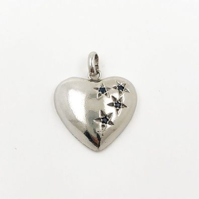 Anhänger "Herz" 925 Silber mit Saphire - rhodiniert