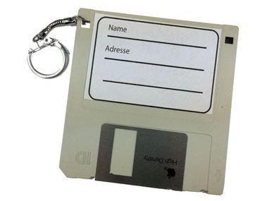 Adressanhänger Taschenanhänger Kofferanhänger Diskette RETRO Disc Floppy GRAU