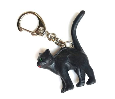 Katze Schlüsselanhänger Miniblings Anhänger Schlüsselring Halloween Buckel Hexe