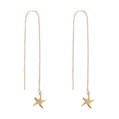 Stern Ketten-Ohrringe Miniblings Hänger Sterne Kettchen Ohrring Seestern golden