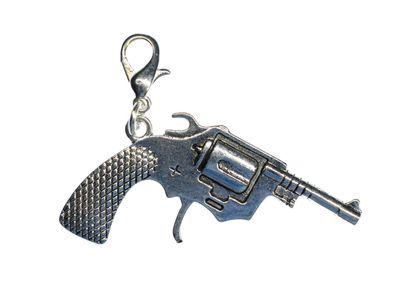 Pistole Charm Anhänger Bettelanhänger Revolver Colt Cowboy Miniblings 40mm