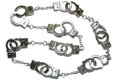 Handschellen Kette Halskette Miniblings 80cm Daumenschellen Polizei viele silber