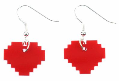 Herz Ohrringe pixelig Miniblings Liebe Herzohrringe Valentinstag Acrylglas rot