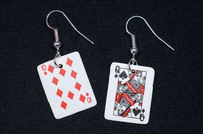 Spielkarten Ohrringe Miniblings Hänger Skat Casino Kartenspiel Spiel 1er schw