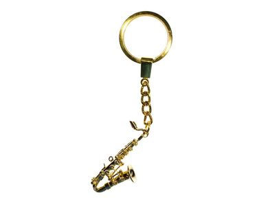 Saxofon Schlüsselanhänger Miniblings Saxofonist vergoldet Jazz Saxophon Sax + Box