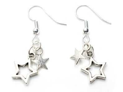 Doppelstern Stern Ohrringe Miniblings Hänger Sterne Weihnachten Star 2er silber