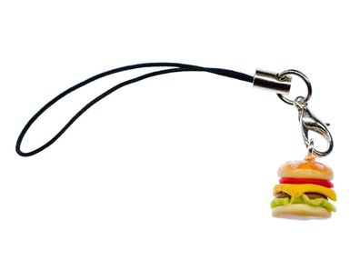 Hamburger Handyanhänger Miniblings Handyschmuck Hamburger Cheeseburger 12mm