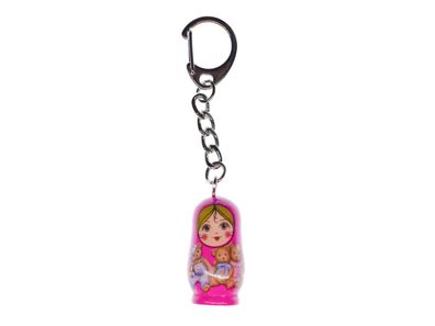 Babuschka Schlüsselanhänger Miniblings Matroschka Puppe Russland Holz Rosa Pink