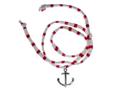 Anker Kordel Kette Halskette Miniblings Band rot weiß Segeln Segelboot Anker