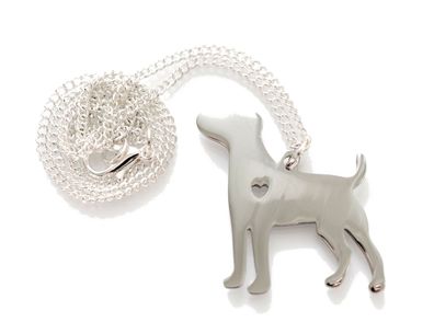 Hund mit Herz Kette Halskette Miniblings 45cm Labrador Hundekette Tier Edelstahl