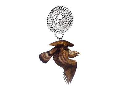 Adler Falke Kette Halskette Miniblings 80cm Holz bedruckt Tier Vogel Greif