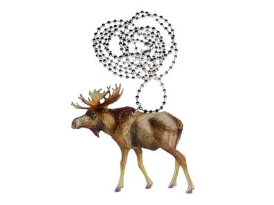 Elch Halskette Miniblings 80cm bedruckt Holz Tier Kanada Schweden Moose USA