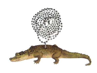 Krokodil Halskette Miniblings 80cm Holz bedruckt Tier Alligator Wasser