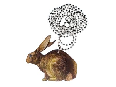Hase Halskette Miniblings Kette 80cm Holz bedruckt Ostern Osterhase Kaninchen