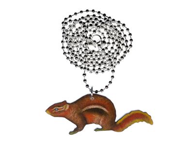 Streifenhärnchen Halskette Miniblings Kette 80cm Holz bedruckt Eichhörnchen