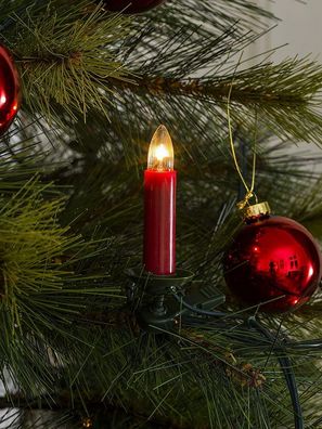 Weihnachtsbaumbeleuchtung 25er klare Birne innen rot ein Strang 18,3m 1190-510
