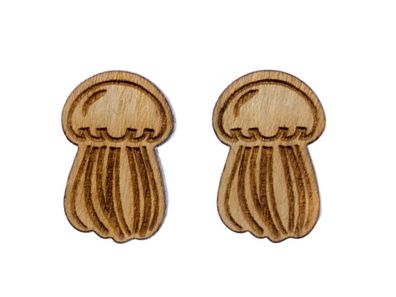 Qualle Ohrstecker Miniblings Stecker Ohrringe Holz Meer Ozean Australien
