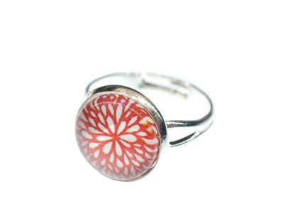 Blumenmuster Ring Miniblings schlicht silber Herbst Natur Pflanze Blume rot
