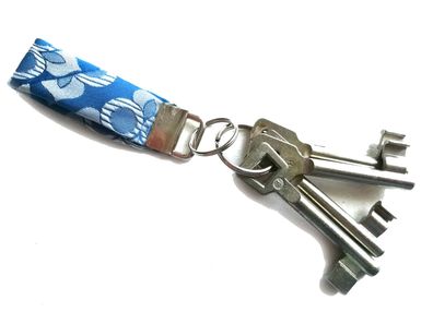 Krawatte Schlüsselanhänger Miniblings Upcycling Unikat Vintage Schlüsselband blau