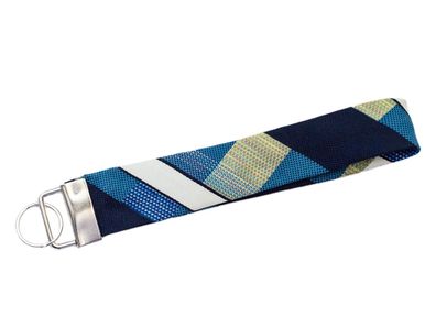 Krawatte Schlüsselanhänger Miniblings Upcycling blau strukturiert Unikat Retro