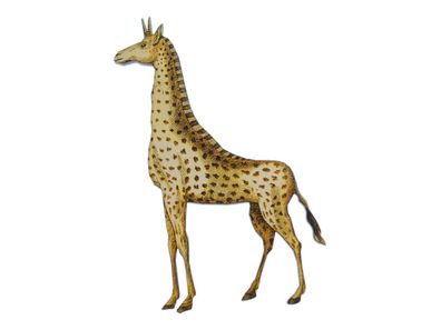 Giraffe bedruckt Brosche Miniblings Anstecknadel Holz Tier Safari Afrika