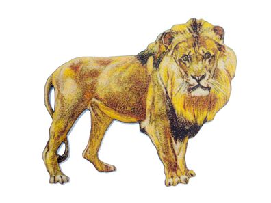 Löwe bedruckt Brosche Miniblings Anstecknadel Holz Tier Safari Afrika König