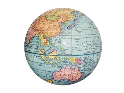 Globus bedruckt Brosche Miniblings Anstecknadel Holz Welt Erdkunde Karte