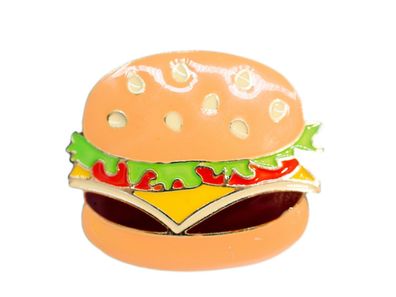 Hamburger emailliert Brosche Miniblings Metall Emaille Fast Food Essen Burger US