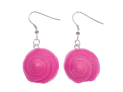 Muschel 3 Ohrringe Miniblings Hänger Dangle rosa pink Handarbeit Weichtiere Meer