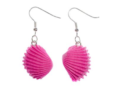 Muschel 2 Ohrringe Miniblings Hänger Dangle rosa pink Handarbeit Weichtiere Meer