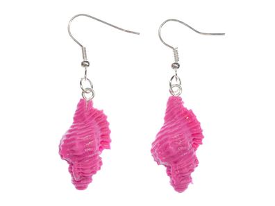 Muschel 1 Ohrringe Miniblings Hänger Dangle rosa pink Handarbeit Weichtiere Meer