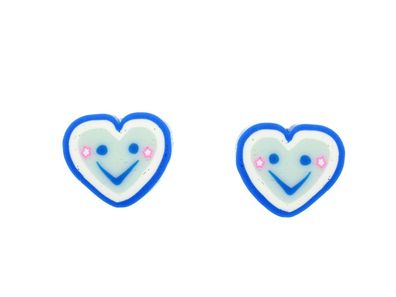 Blau Herz Smiley Ohrstecker Miniblings Stecker Ohrringe Liebe Herzchen Smileys