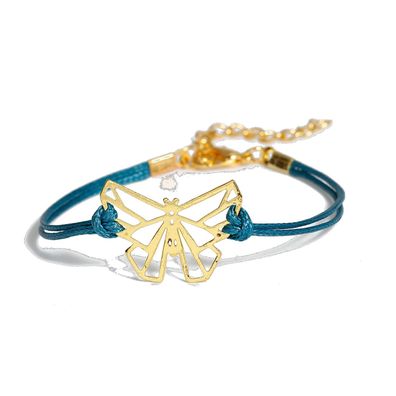 Schmetterling Golden Kordel Armband Blau Miniblings Gold Falter Tier Armschmuck