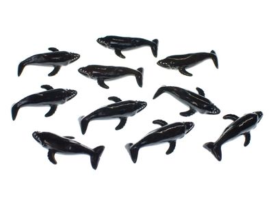 10x Buckelwal Wal Aufstellfigur Tierfigur Miniblings Meer Tier schwarz 6 3cm