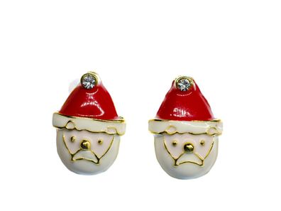 Weihnachtsmann Ohrstecker Miniblings Stecker Ohrringe Santa Strass Weihnachten