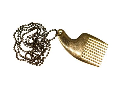 Kamm Kette Halskette 80cm Miniblings Metall Golden Haare Afro Afrika Metall 5cm
