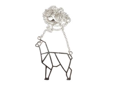 Lama Alpaka Kette Origami Miniblings Halskette Tier Huftier Peru Kamel 50cm