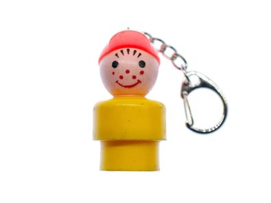 Fisher Price Little People Figur Vintage Schlüsselanhänger 80er Gelb Kind Junge