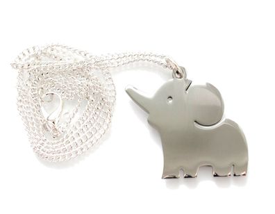 Elefant Baby Silhouette Kette Halskette Miniblings Afrika silber Edelstahl 45cm