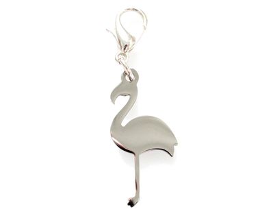 Flamingo Silhouette Charm Anhänger Bettelarmband Miniblings Vogel silber Edelstahl