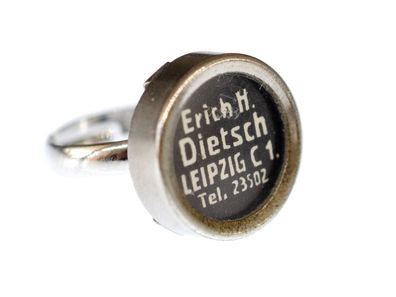 Ring Taste Erich H. Unikat Miniblings Vintage Upcycling Schreibmaschine Tastatur