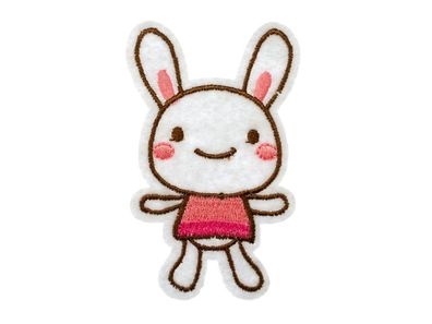 Hase Kawaii kindlich Bügelbild Aufnäher Aufbügler Miniblings Kaninchen 77x45mm